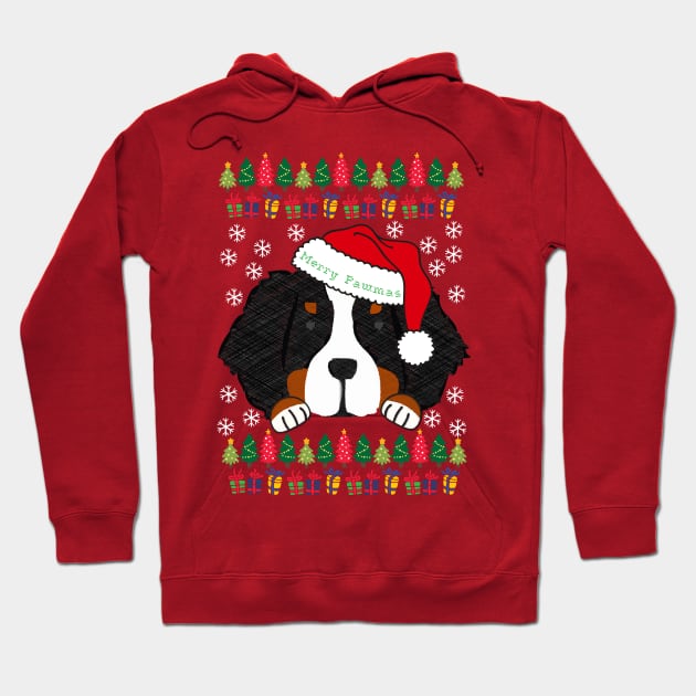 Ugly Christmas Sweater Bernese Mt Dog Santa Hoodie by EMR_Designs